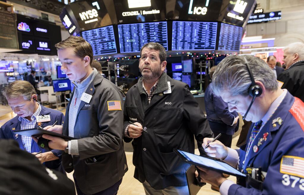 The New York Stock Exchange. Shares fell on Monday amid ongoing fears of recession