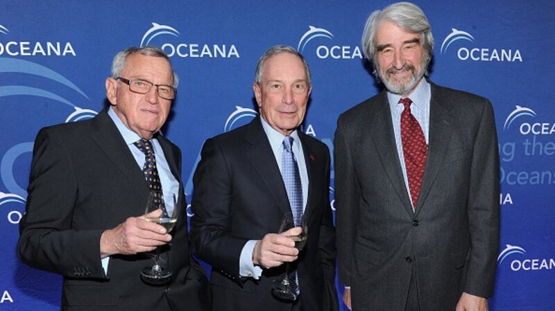 Hansjorg Wyss (left), pictured here with Michael Bloomberg and Sam Waterston afounded a medical device manufacturer. Photograph: Craig Barritt/Getty Images