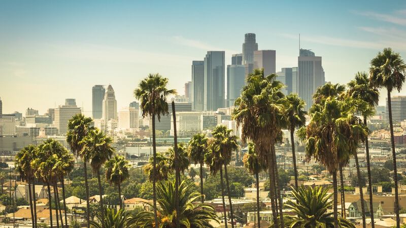 Aerial view of the business district in downtown Los Angeles in the background from the Lincoln Heights neighborhood. Photograph: iStock