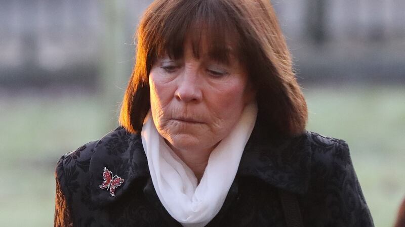 Clodagh Hawe’s mother Mary Coll arrives at Cavan Court House for the inquest into the deaths of the Hawe family last December. Photograph: Niall Carson/PA Wire