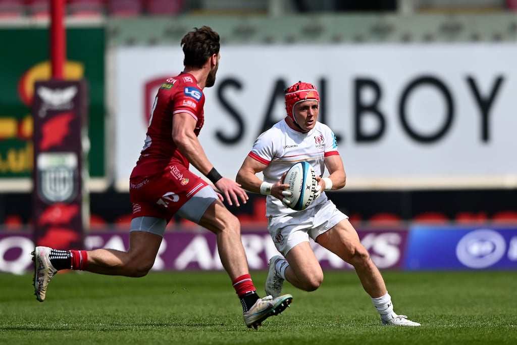 Mike Lowry in URC action for Ulster against the Scarlets. Photograph: Ashley Crowden/Inpho