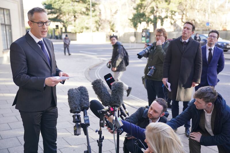 Detective Superintendent Jon Capps, who led the investigation speaking to media outside Oxford Crown Court, where Scarlet Blake has been has been jailed for life. Photograph: Jonathan Brady/PA Wire