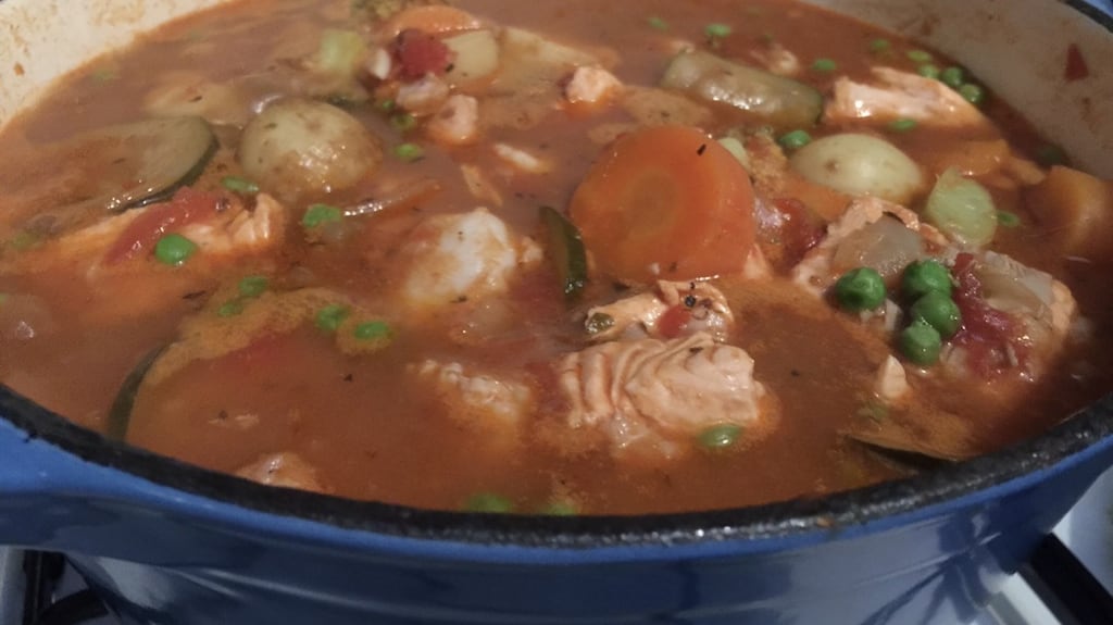 Home-cooked fish stew that’s on the menu all year round in the Harris Pope house.