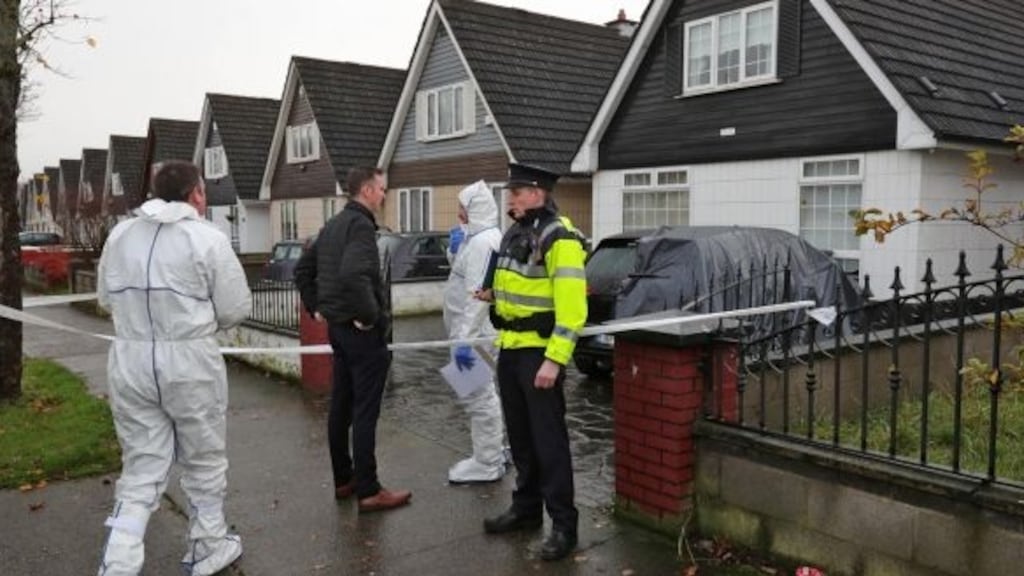 Gardaí at the scene of the killing of Eoin Boylan on Clonshaugh Avenue in Dublin. Photograph: Colin Keegan/Collins Dublin
