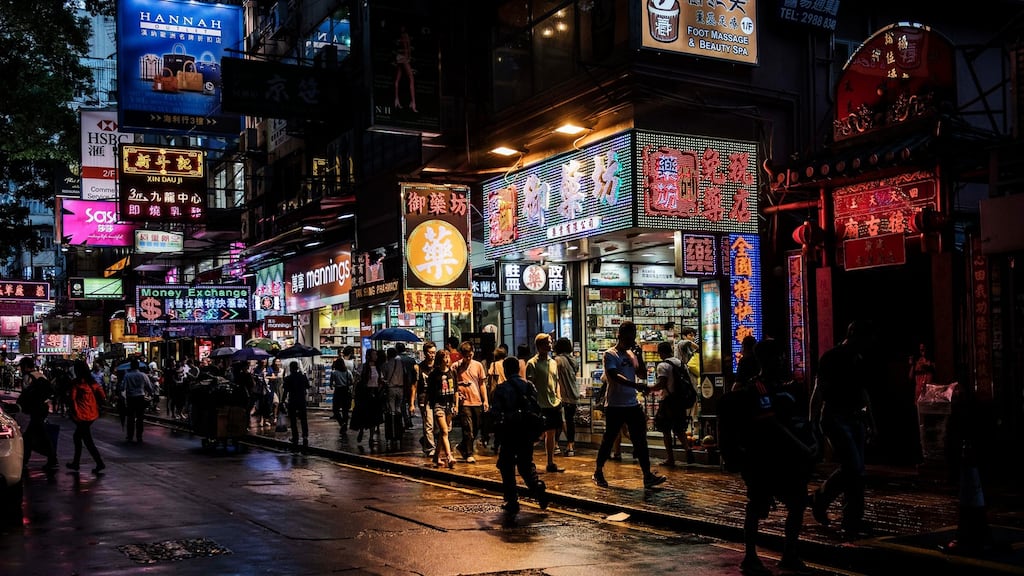 The Tsim Sha Tsui district in Hong Kong: Tensions between locals and mainland Chinese tourists have also been exacerbated by allegations of coarse manners and bad behaviour. Photograph: Xaume Olleros/Bloomberg