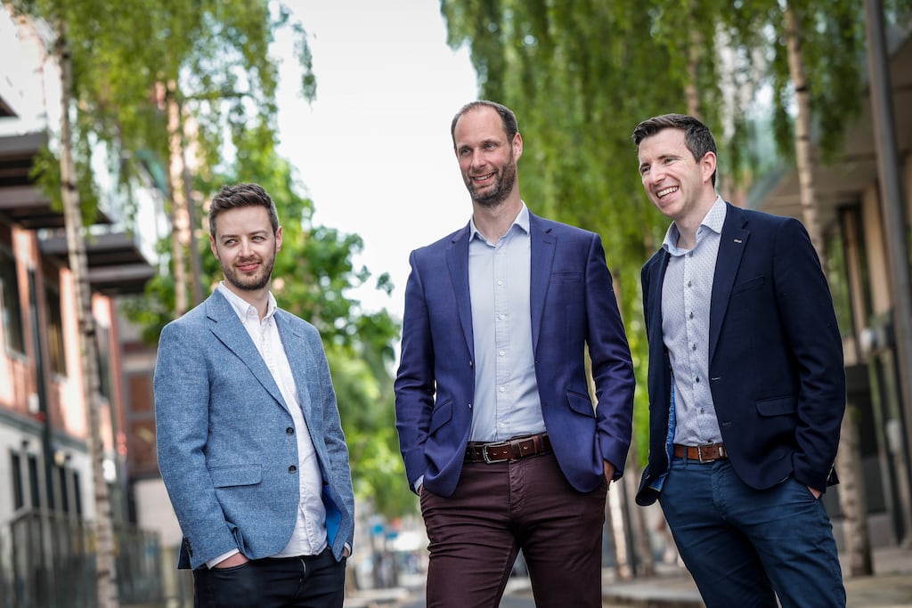 Edgetier co-founders Ciarán Tobin (left), Bart Lehane and Shane Lynn. Photograph: Conor McCabe