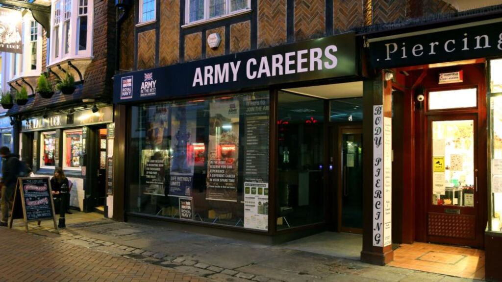 The Army Careers office in Canterbury, Kent, one of the armed forces recruitment offices where  explosive devices were found. Photograph: PA