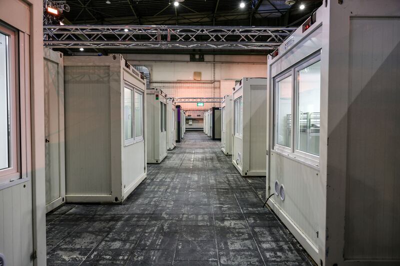 Temporary housing units in a hangar of the inactive Tempelhof Airport in Berlin to accommodate refugees. EU member states have taken different approaches in how they treat refugees from Ukraine. Photograph: Omer Messinger/Getty Images