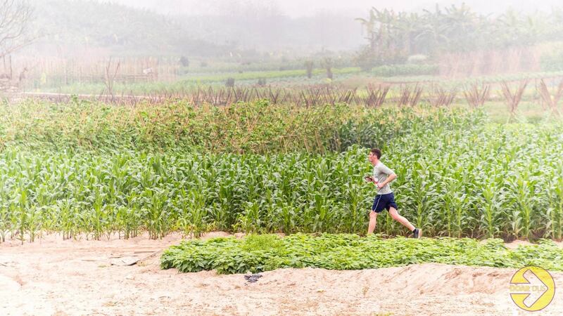 Gavin Brennan running on Hanoi’s Banana Island.