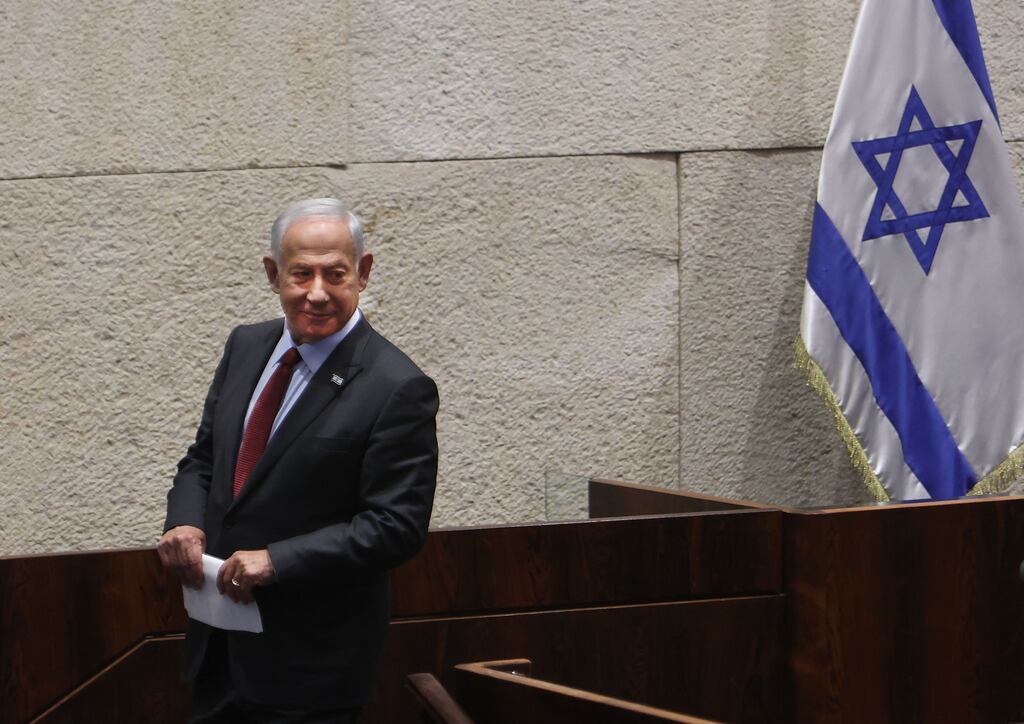 Israeli prime minister-designate Benjamin Netanyahu after a speech at the Knesset (Israeli parliament) in Jerusalem during a session on December 13th, 2022, to elect a new speaker of the assembly. Photograph: Gil Cohen-Magen/AFP