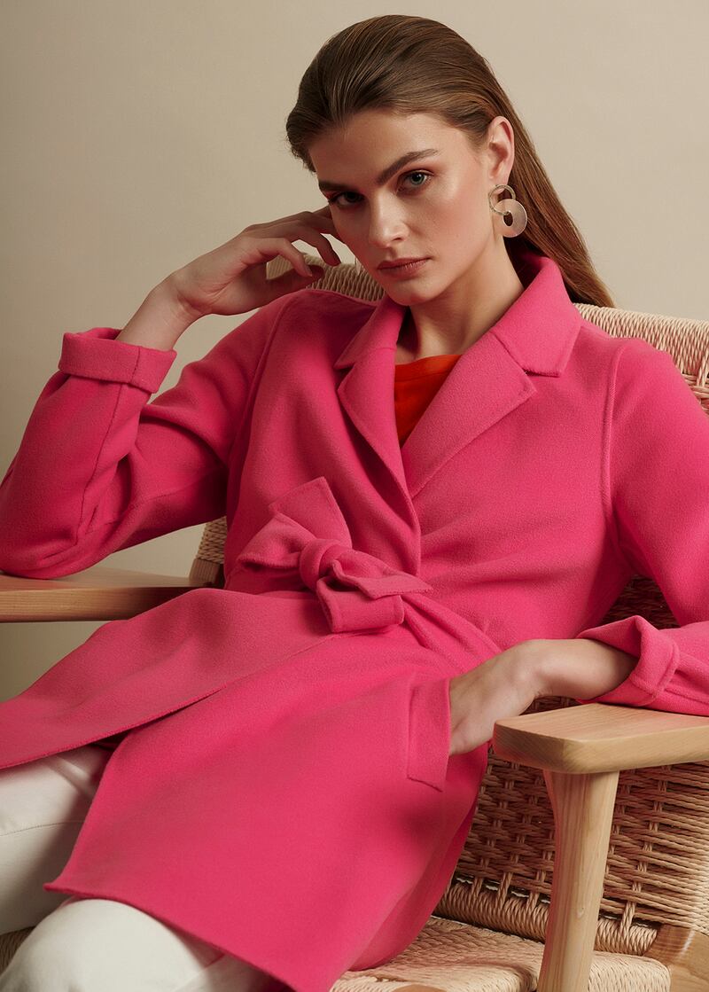 Belted coat in fuschia, €237.99, by Leila. Photograph: Alex Hutchinson