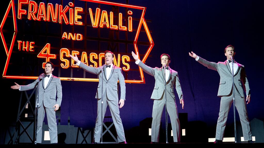 The Jersey Boys tells the story of Frankie Valli and the Four Seasons “and reproducing their sound with a kind of military proficiency”.