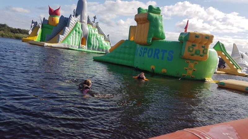 Ireland’s largest inflatable water park, right beside the Hodson Bay Hotel on Lough Ree on the outskirts of Athlone.