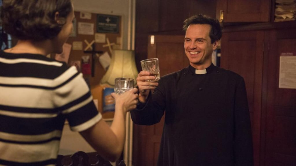 The Hot Priest: Andrew Scott with Phoebe Waller-Bridge in Fleabag. Photograph: Luke Varley/Two Brothers/BBC