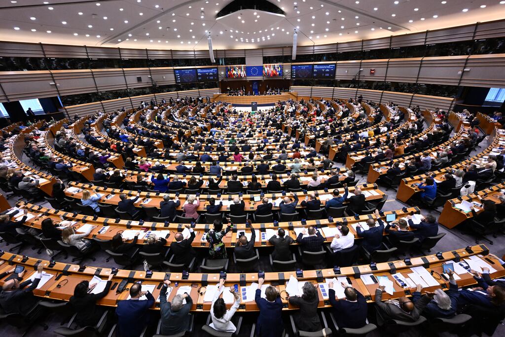 The European Parliament is one of the three main EU institutions that run the 27-nation European Union. Photograph: John Thys/AFP via Getty Images