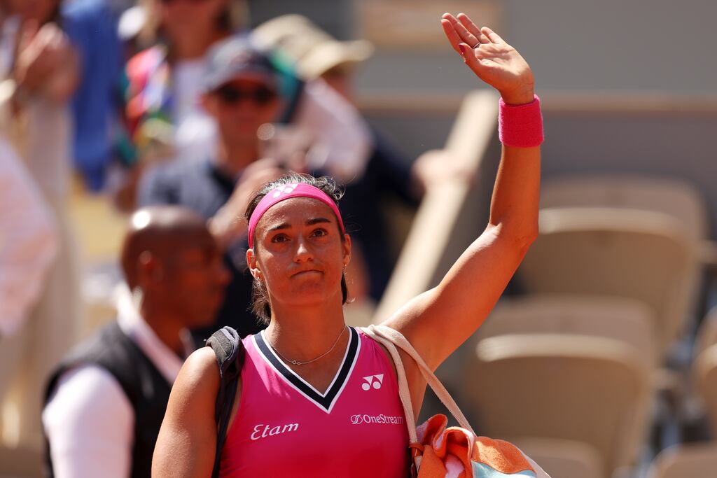 Caroline Garcia of France acknowledges the crowd after defeat to Anna Blinkova. Photograph: Clive Brunskill/Getty