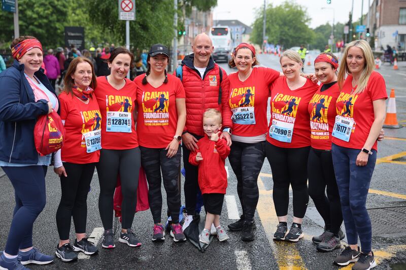 John Glynn, Billy and the Gavin Glynn Foundation team at the VHI Women’s Mini Marathon in Dublin. Photograph: Dara Mac Dónaill