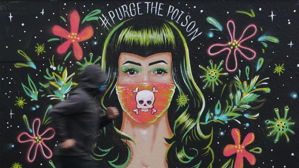 A mural by Brazilian artist Gabriel Marques near the Grand Canal in Dublin. Photograph: Niall Carson/PA Wire