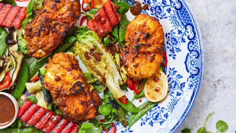 Arun Kapil’s tandoori monkfish steaks. Photograph: Nathalie Marquez Courtney; styled by Lesiele Juliet