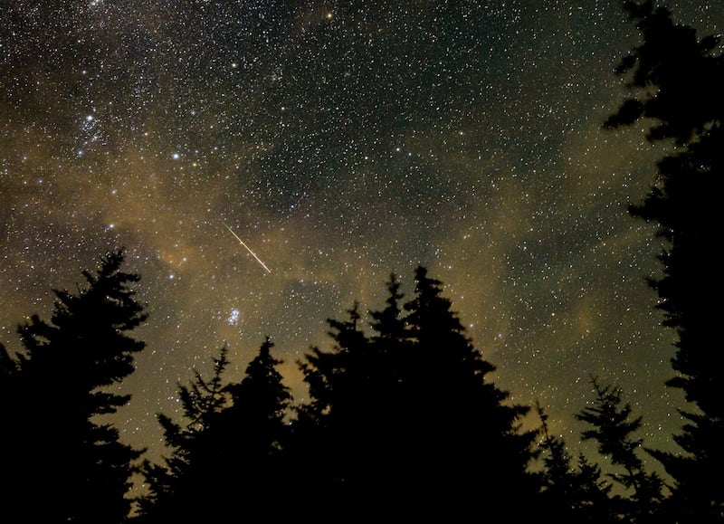 A meteor streaks across the sky over West Virginia during the annual Perseid meteor shower in 2021. Photograph: Bill Ingalls/Nasa