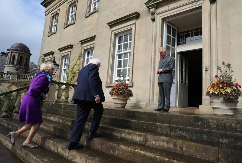 President Michael D Higgins and his wife Sabina Coyne arrive at Dumfries House to meet Prince Charles, known as the Duke of Rothesay in Scotland, on September 6th, 2017. Photograph: Andrew Milligan-W/PA Pool/Getty