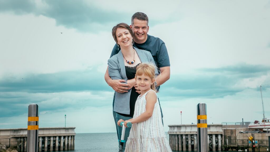 Szilvia Szabo with her husband Marcell and daughter Janka. The family said they love being part of the community in Greystones. Photograph: Priscila Soares