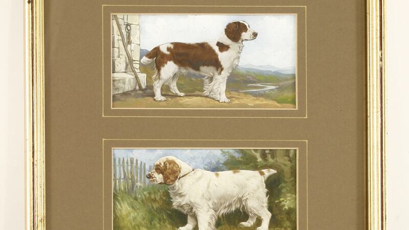 One of four original miniature trios of dogs used as the prototypes for Gallaher cigarette cards (£300-£500)
