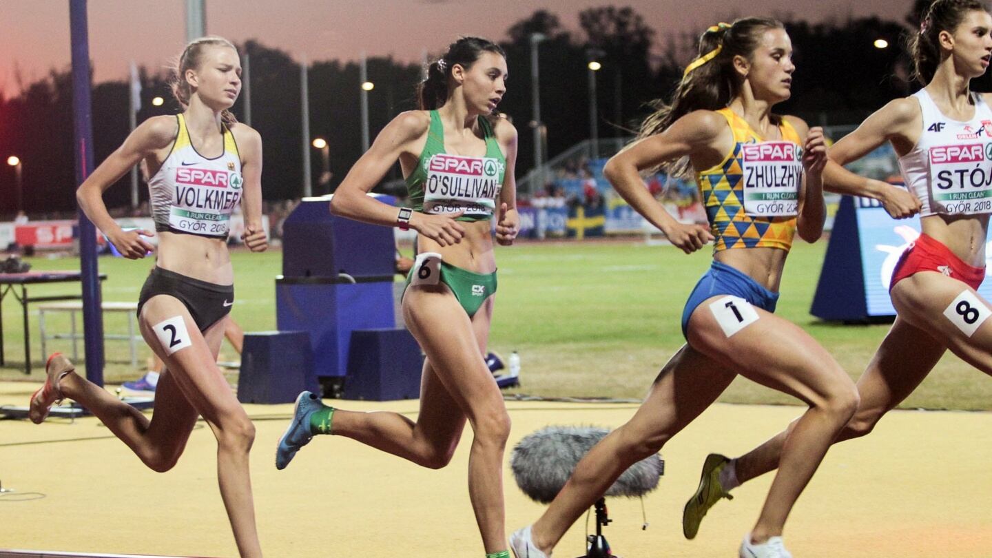 Ireland’s Sophie O’Sullivan on her way to finishing second in the 800m at Gyor, Hungary. Photograph: Sasa Pahic Szabo/Inpho