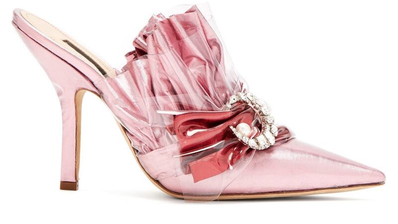 Ruched lamé & PVC stiletto-heel mules. €915 - matchesfashion.com