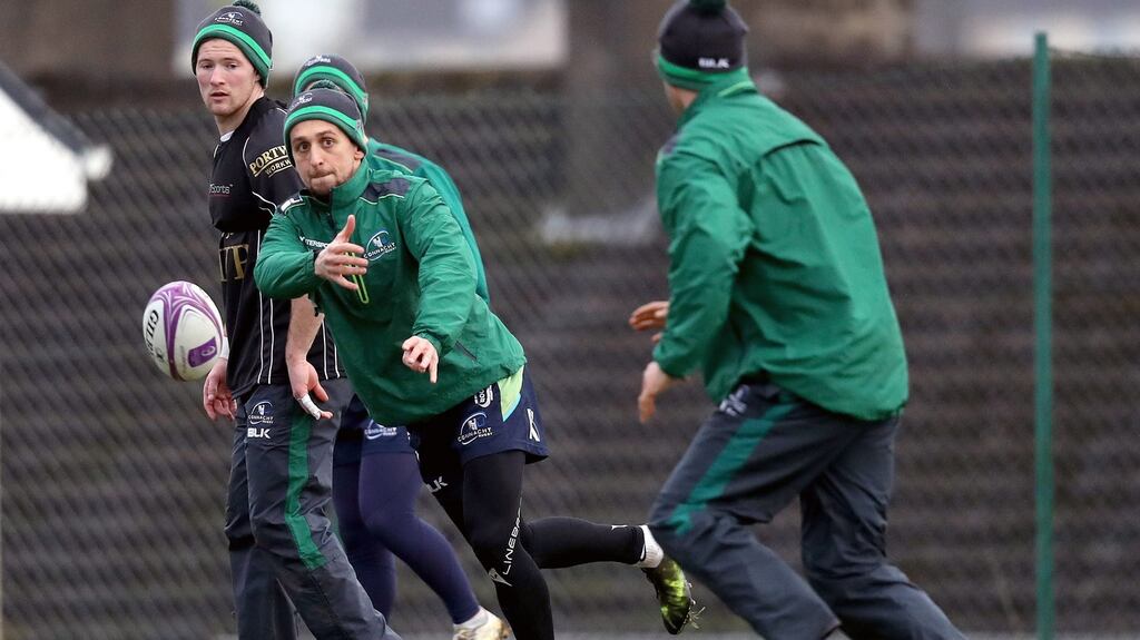 James Mitchell during training ahead of Connacht’s clash with Brive. He replaces Kieran Marmion in the backline. Oisin Keniry/Inpho