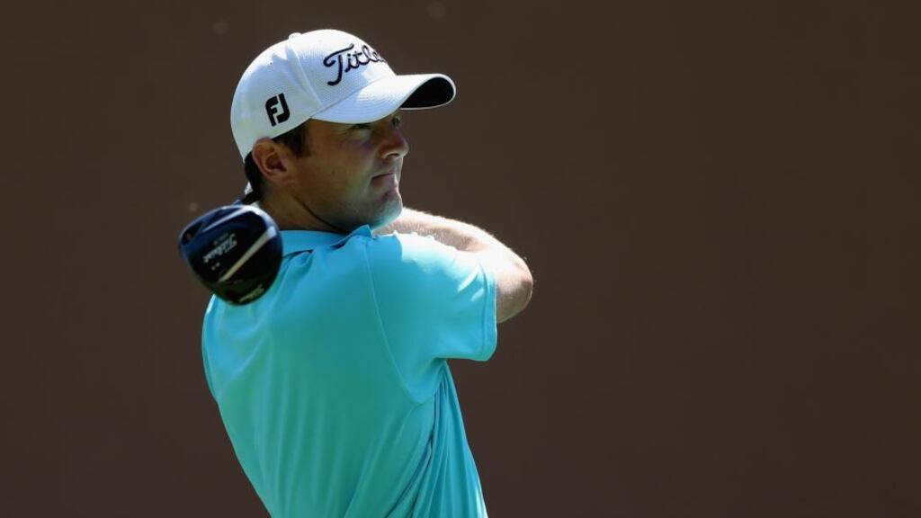 Michael Hoey of Northern Ireland tees off at the first hole during the third round of the Trophee du Hassan II at Golf du Palais Royal in Agadir, Morocco. Photograph: Warren Little/Getty Images