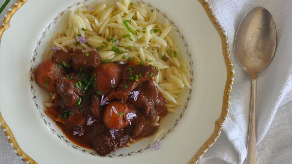 Beef stifado with orzo