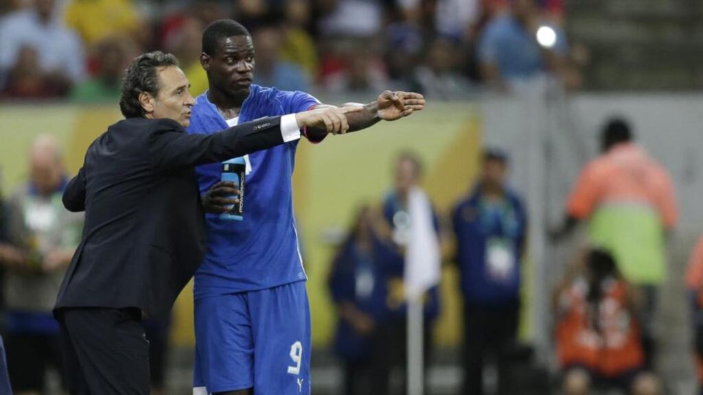 Italy coach Cesare Prandelli with Mario Balotelli.