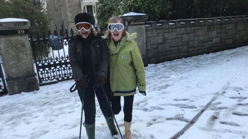 Elizabeth Birdthistle and Geralyn Byrne display their commitment to the property cause.