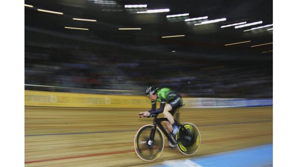 Mayo's David O'Loughlin in action during yesterday's qualifying
for the individual pursuit at the UCI Track World Championship at
the Palma Arena in Mallorca, Spain.