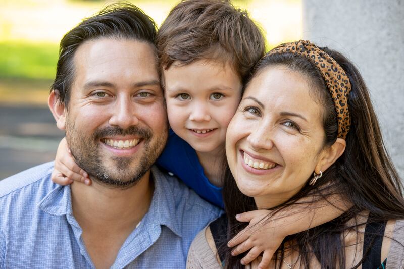 Paula Pinto, her husband and their son, Julian (3). Photograph: Tom Honan