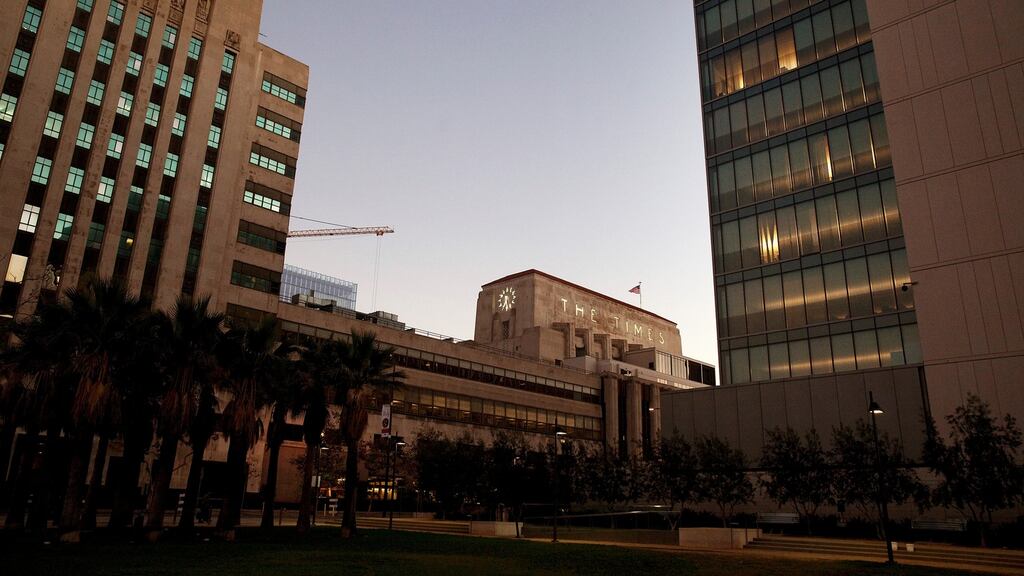 The Los Angeles Times building in downtown Los Angeles. Photograph: Emily Berl/The New York Times