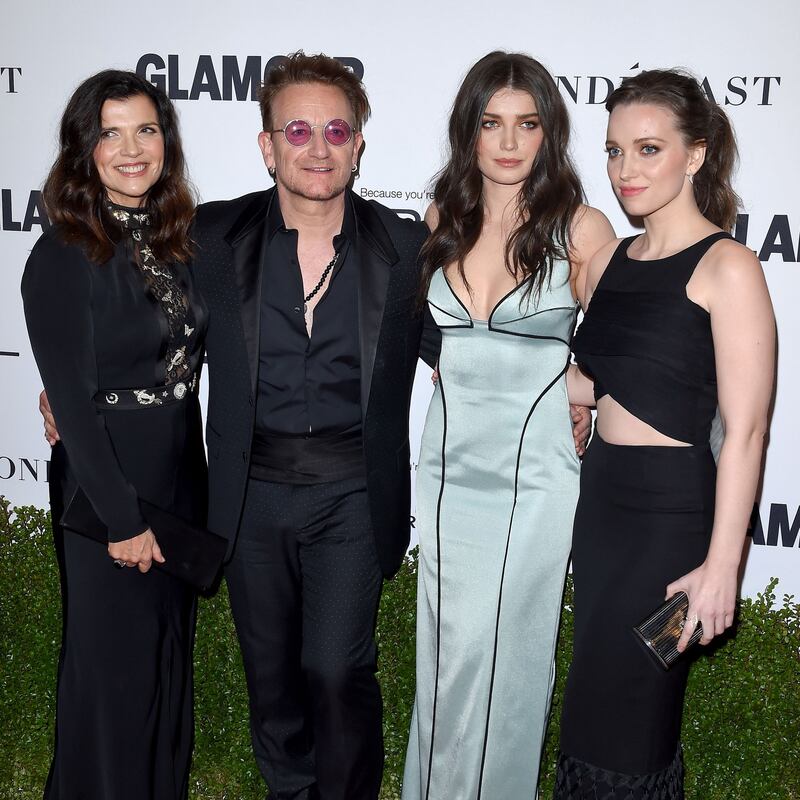 Family: Eve Hewson with her parents, Ali Hewson and Bono, and sister, Jordan, in 2016. Photograph: Axelle/Bauer-Griffin/FilmMagic/Getty