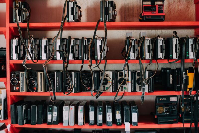 Some of Francis Van Maele's Polaroid camera collection