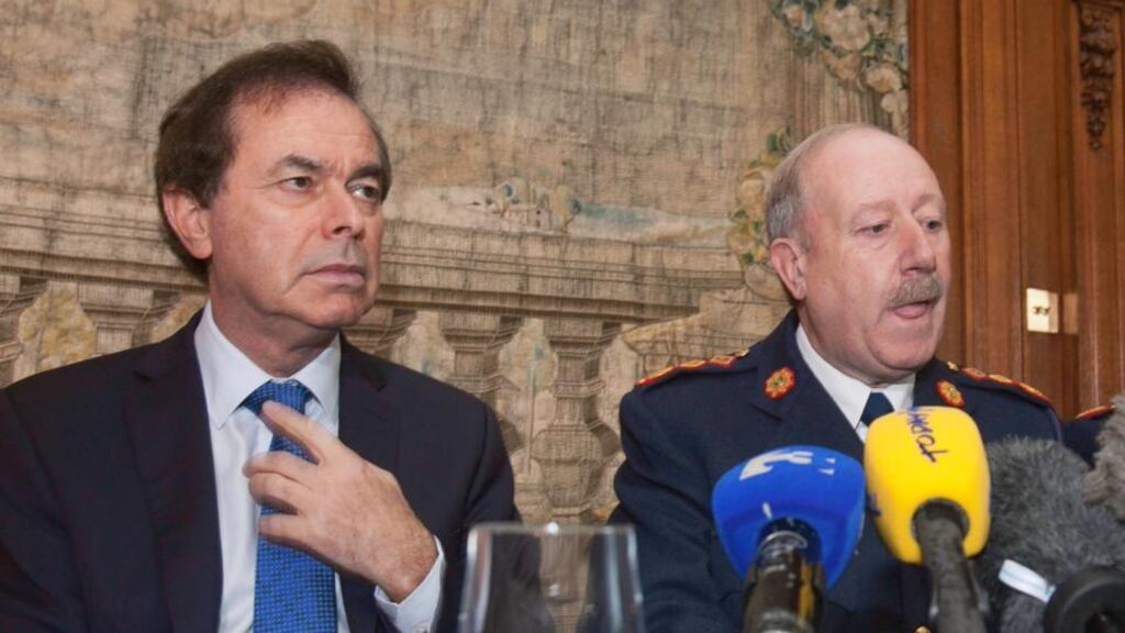 Minister for Justice Alan Shatter and former Garda commisioner Martin Callinan. Photograph: Gareth Chaney/Collins