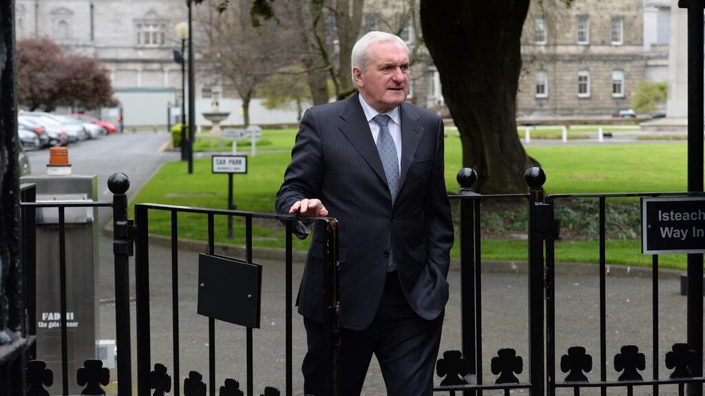Bertie Ahern arriving at Leinster House for the Seanad Special Select Committee on Brexit address. Photograph: Cyril Byrne