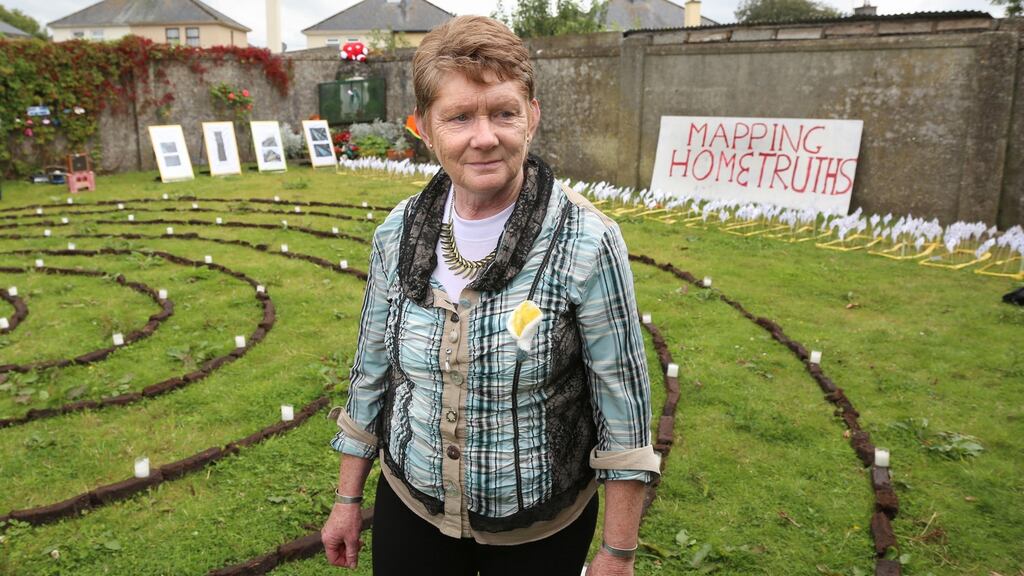 Historian Catherine Corless at the ceremony on Sunday: ‘It is a shivering thought that there are so many little babies buried down here.’ Photograph: Joe O’Shaughnessy