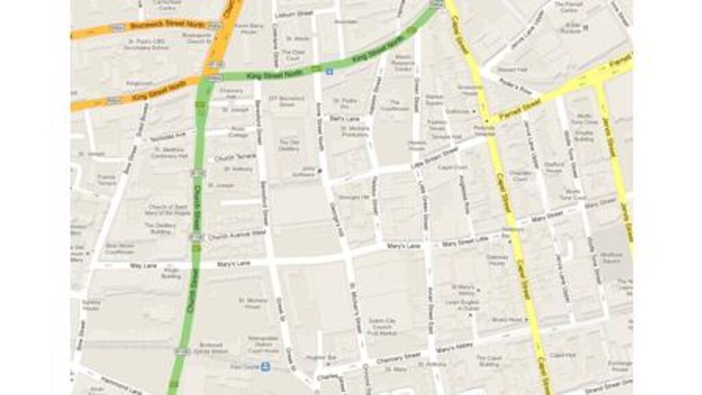 A man has been hospitalised following an altercation with another man in George?s Hill, but no arrests have been made. Photograph: Google Maps