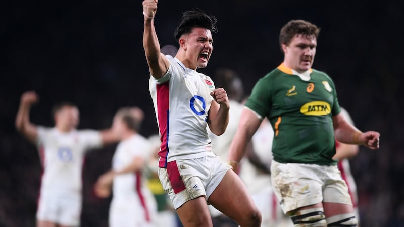 Marcus Smith during England’s 2021 Autumn Nations Series clash with South Africa at Twickenham. Photograph: Laurence Griffiths/Getty Images