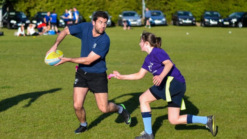 The Eagles take on Tag My Arf. Photograph: Kieran Ryan