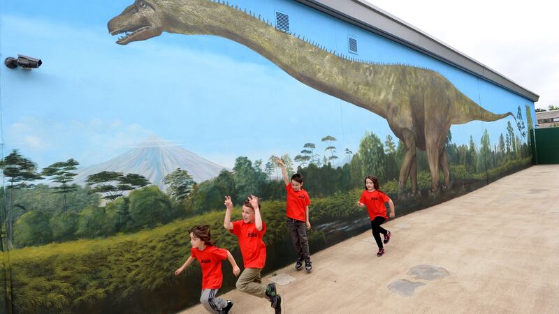 Alfie and Maisie Conroy, Raheny and Senan and Rian Shah, Greenwood, at the opening of Zoorassic World in Dublin Zoo last year. The zoo was third most-visited paid attraction in Ireland. Photograph: Dara Mac Dónaill
