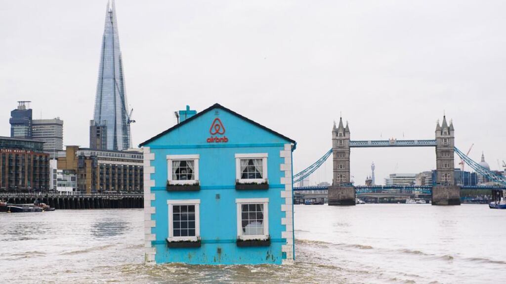 An airbnb floating house in London: the tech start-up is considered a unicorn as it has reached a €1 billion or more valuation. Photograph: Mikael Buck/airbnb/PA Wire