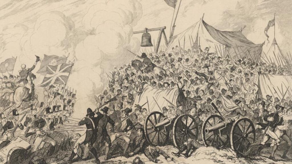Been there, done that: Ruairí Quinn suggests the Battle of Vinegar Hill would be a good event for Enniscorthy students to study; it was illustrated by George Cruickshank in 1854. Photograph: British Library/Robana/Getty