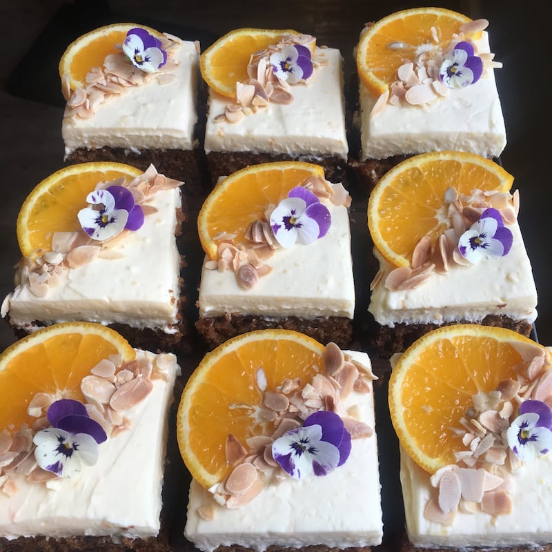 Kasha Connolly’s carrot cake squares, made with her gluten-free cake mix