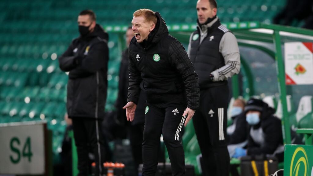 Neil Lennon reacts during Celtic’s loss to St Mirren. Photo: Ian MacNicol/Getty Images